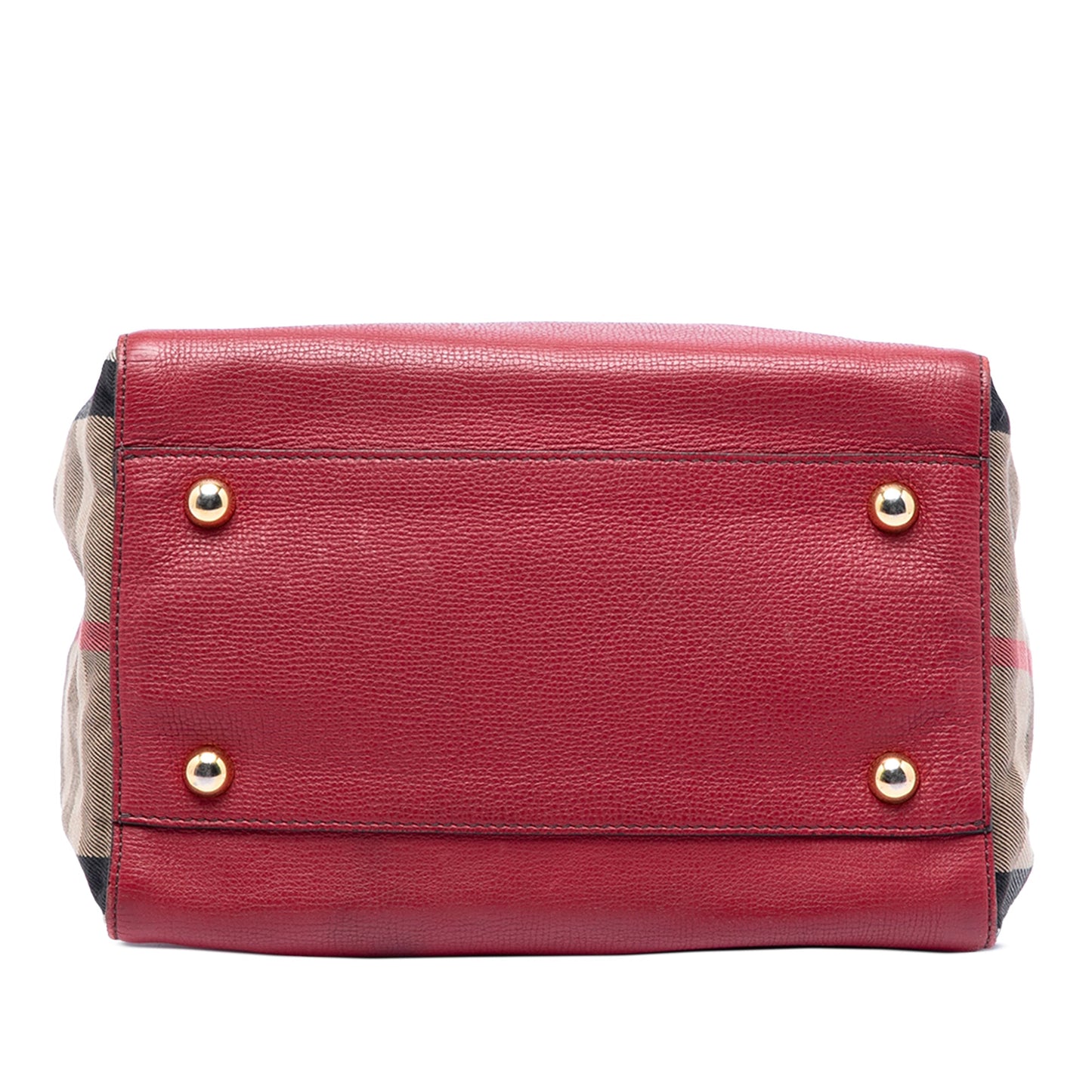Small Leather and House Check Canvas Canterbury Tote