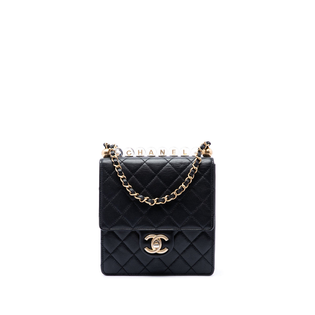 Chanel Small Quilted Lambskin Chic Pearls Flap — Black