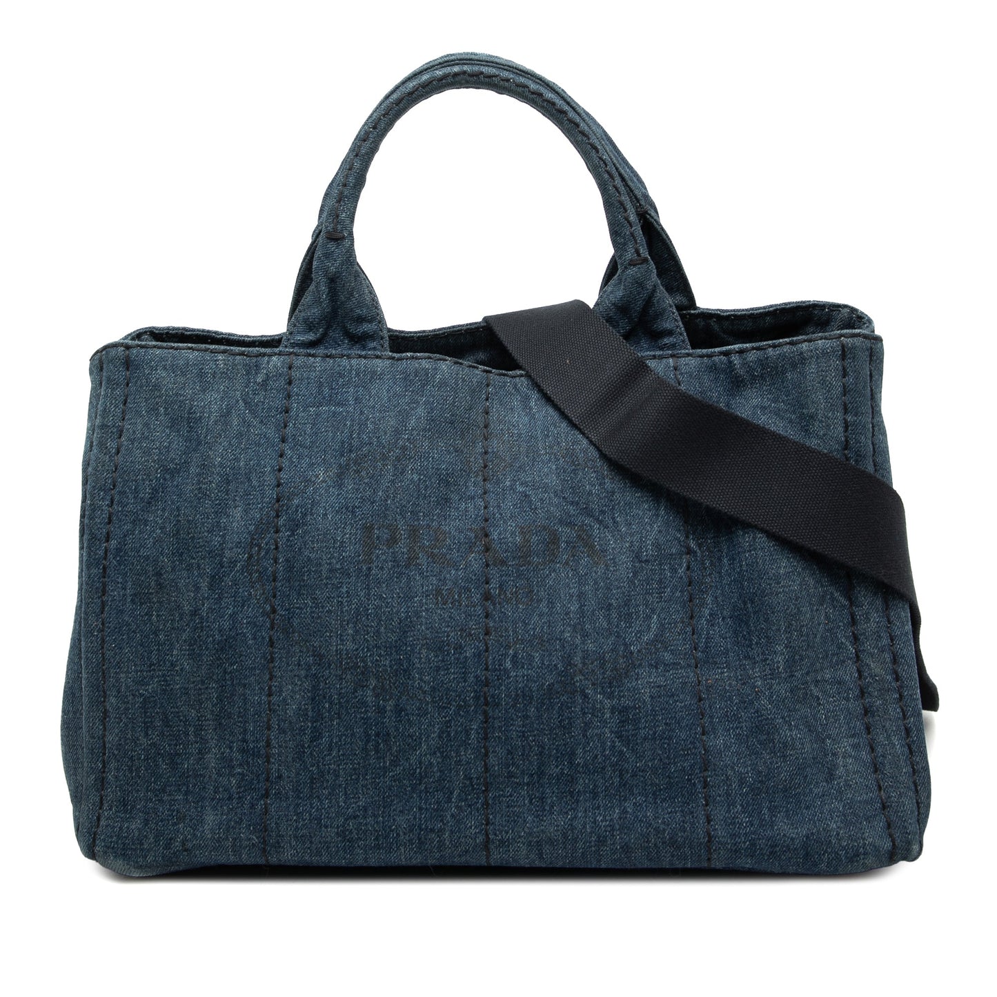 Prada Denim Canapa Logo Satchel