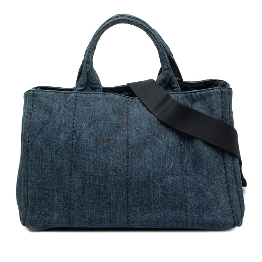 Prada Denim Canapa Logo Satchel