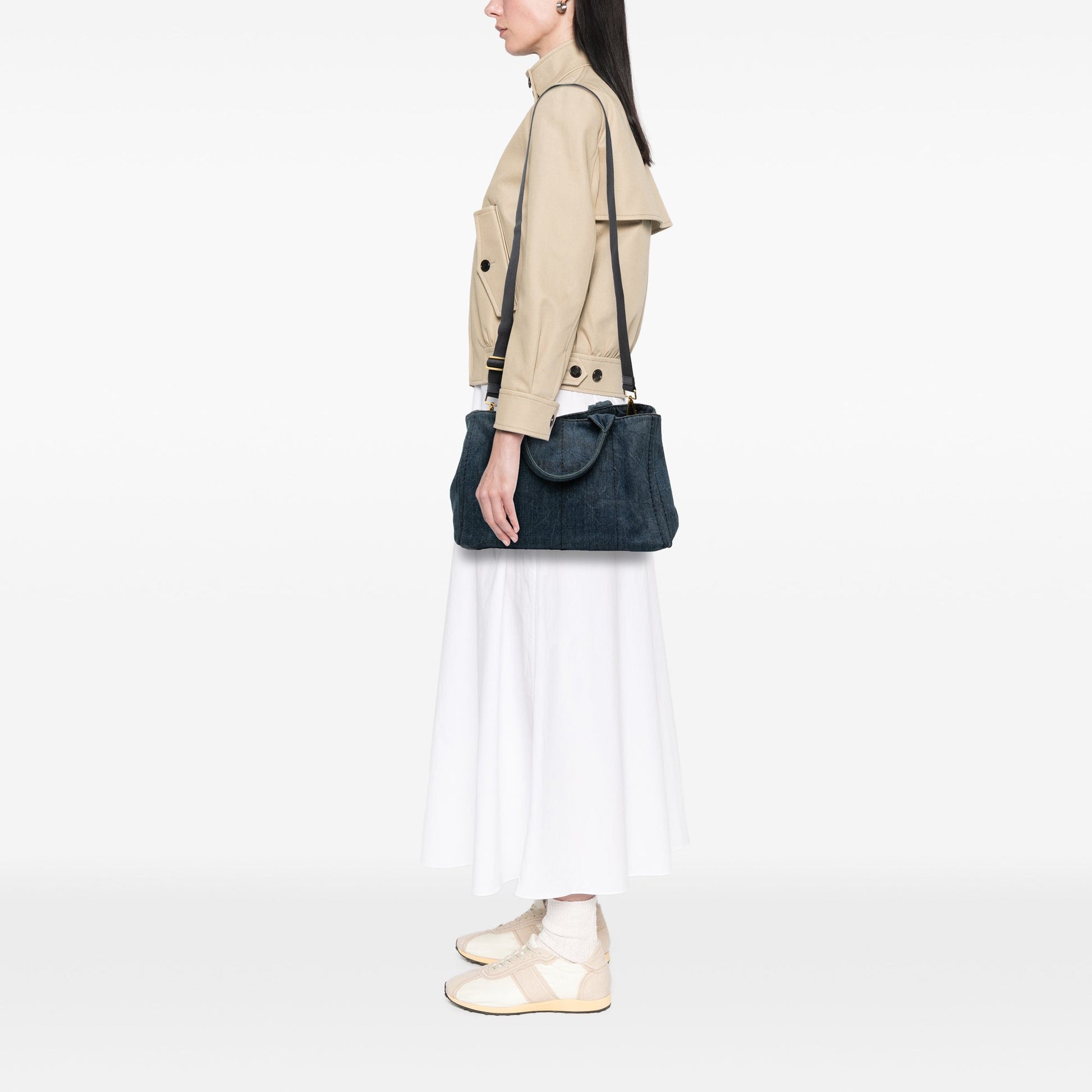 Prada Denim Canapa Logo Satchel