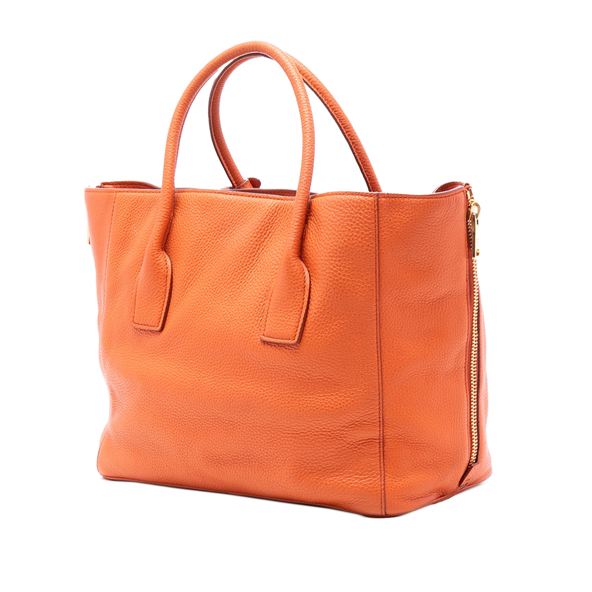 Prada Vitello Daino Side Zip Twin Pocket Open Convertible Tote