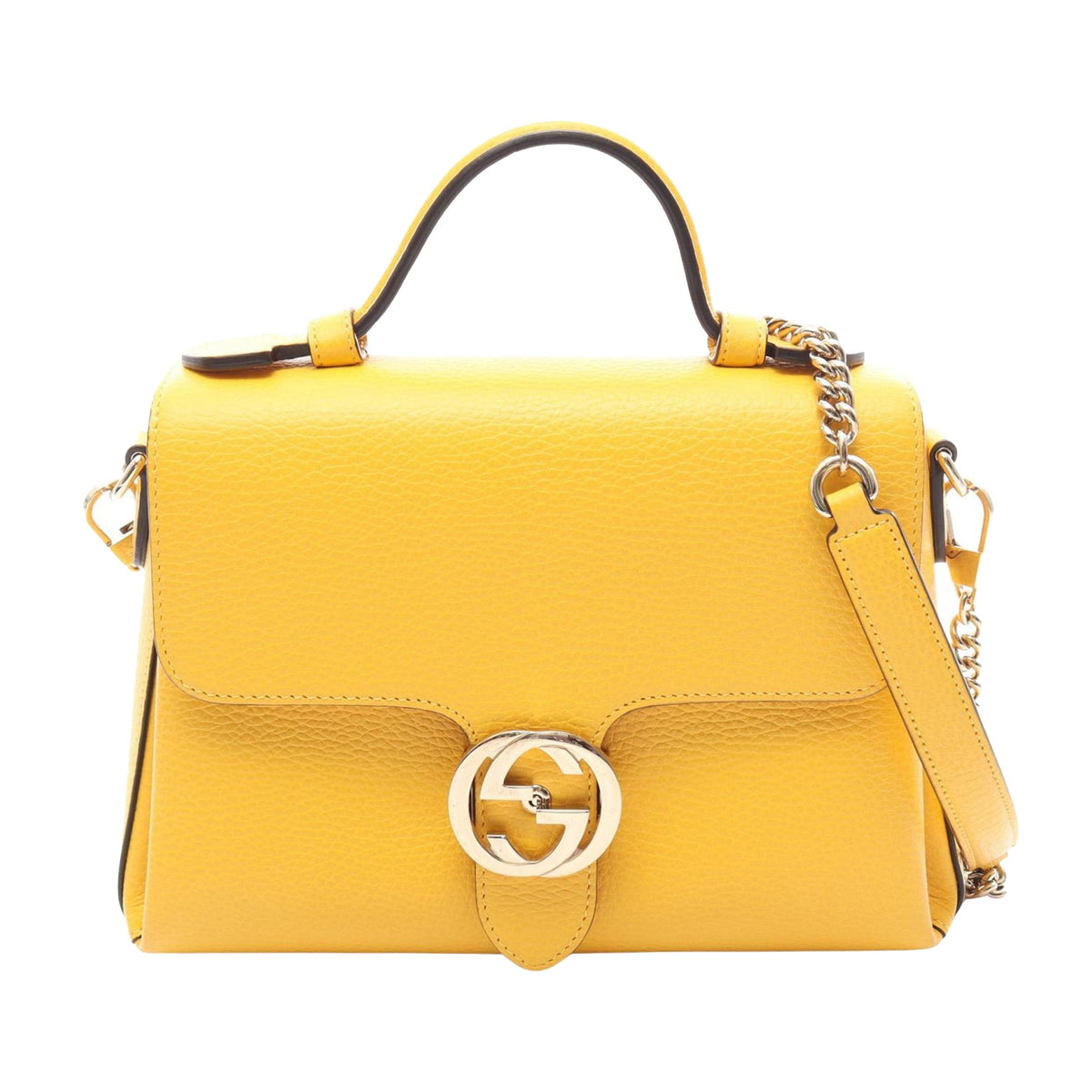 Gucci Small Dollar Calf Interlocking G Satchel — Yellow