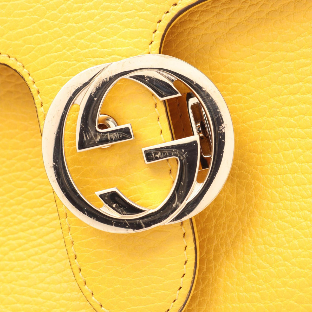 Gucci Small Dollar Calf Interlocking G Satchel — Yellow