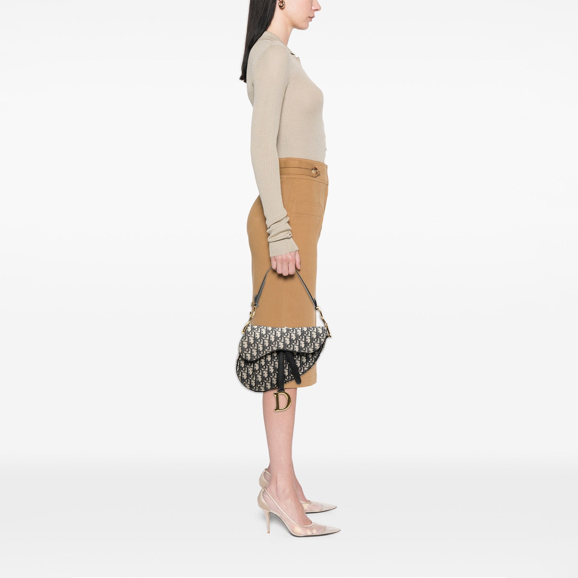 Oblique Canvas Saddle Bag
