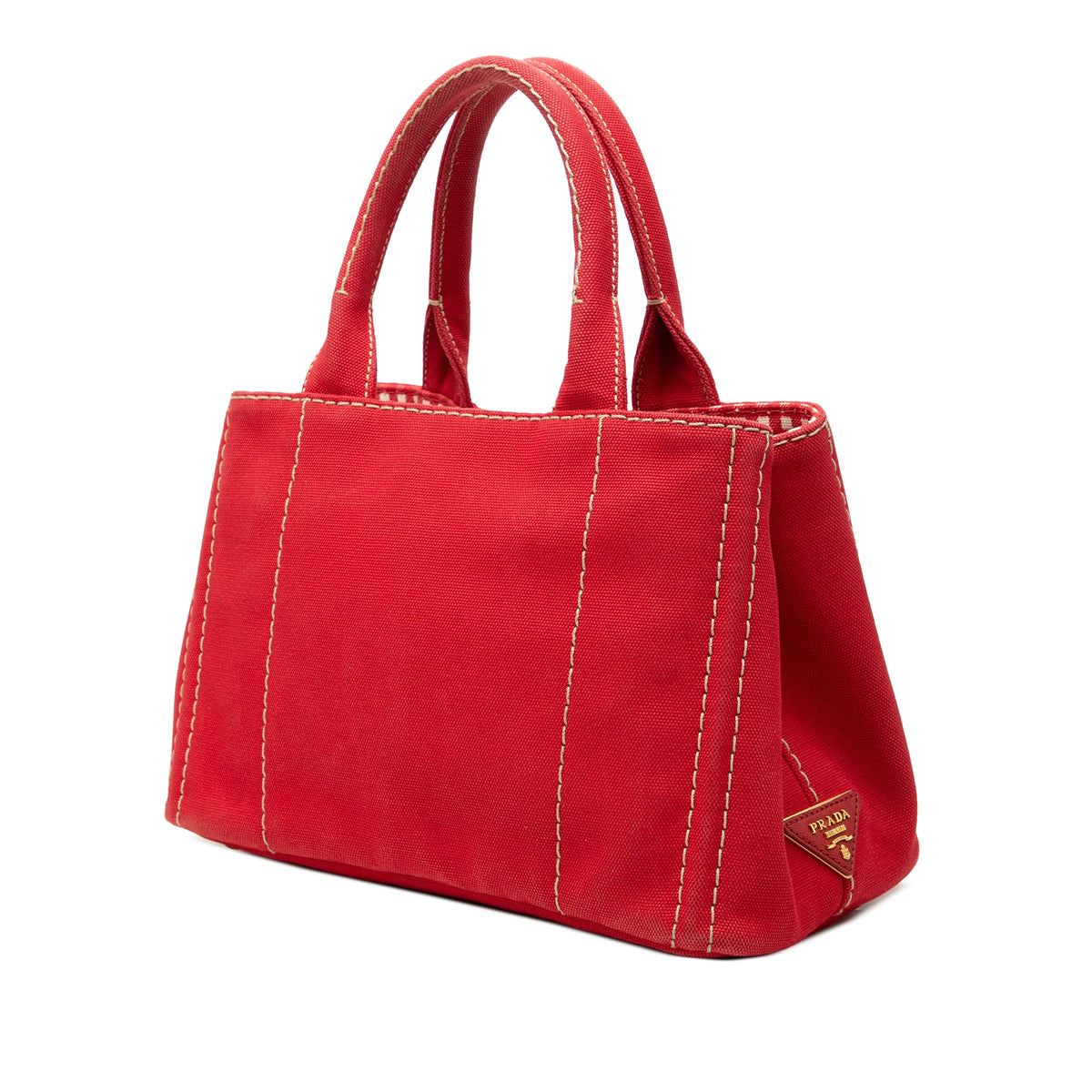 Prada Small Canvas Canapa Logo Tote — Red