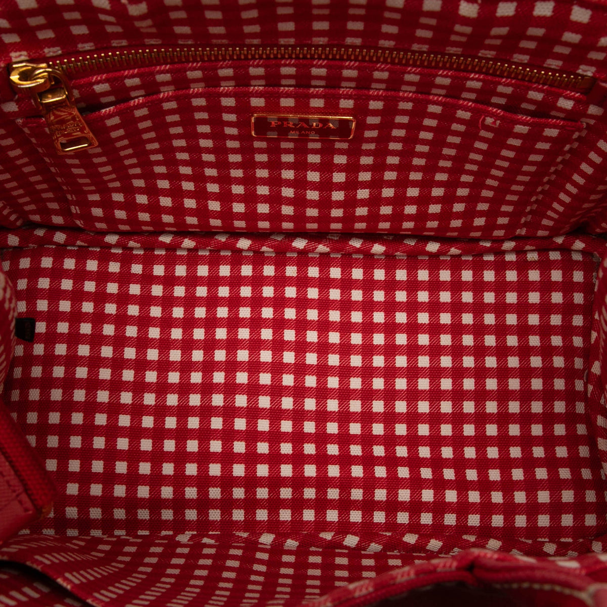Prada Small Canvas Canapa Logo Tote — Red