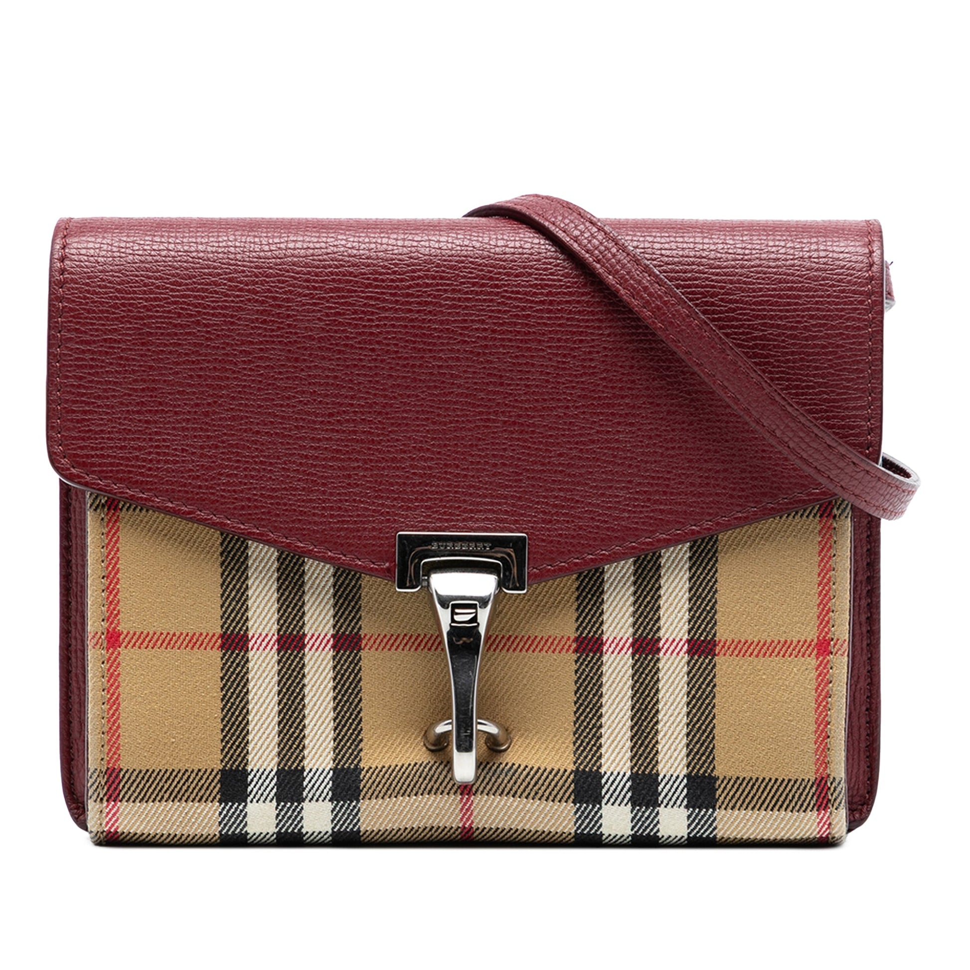 Burberry Small Leather and House Check Canvas Derby Macken Crossbody