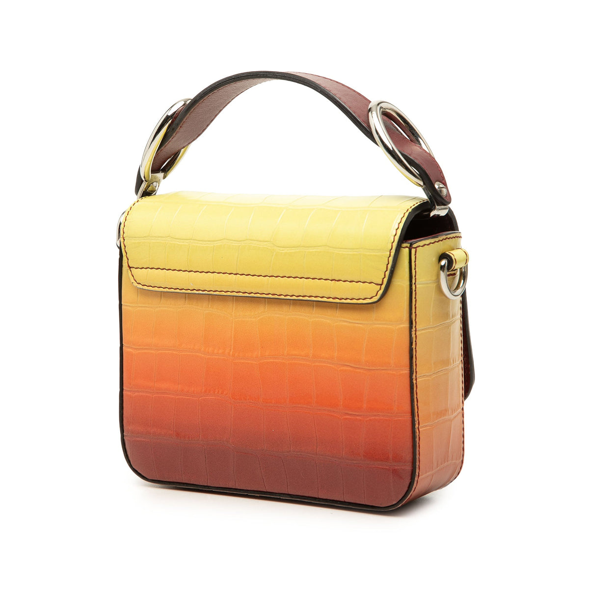 Chloé Mini Ombre Croc Embossed Leather C Satchel — Yellow