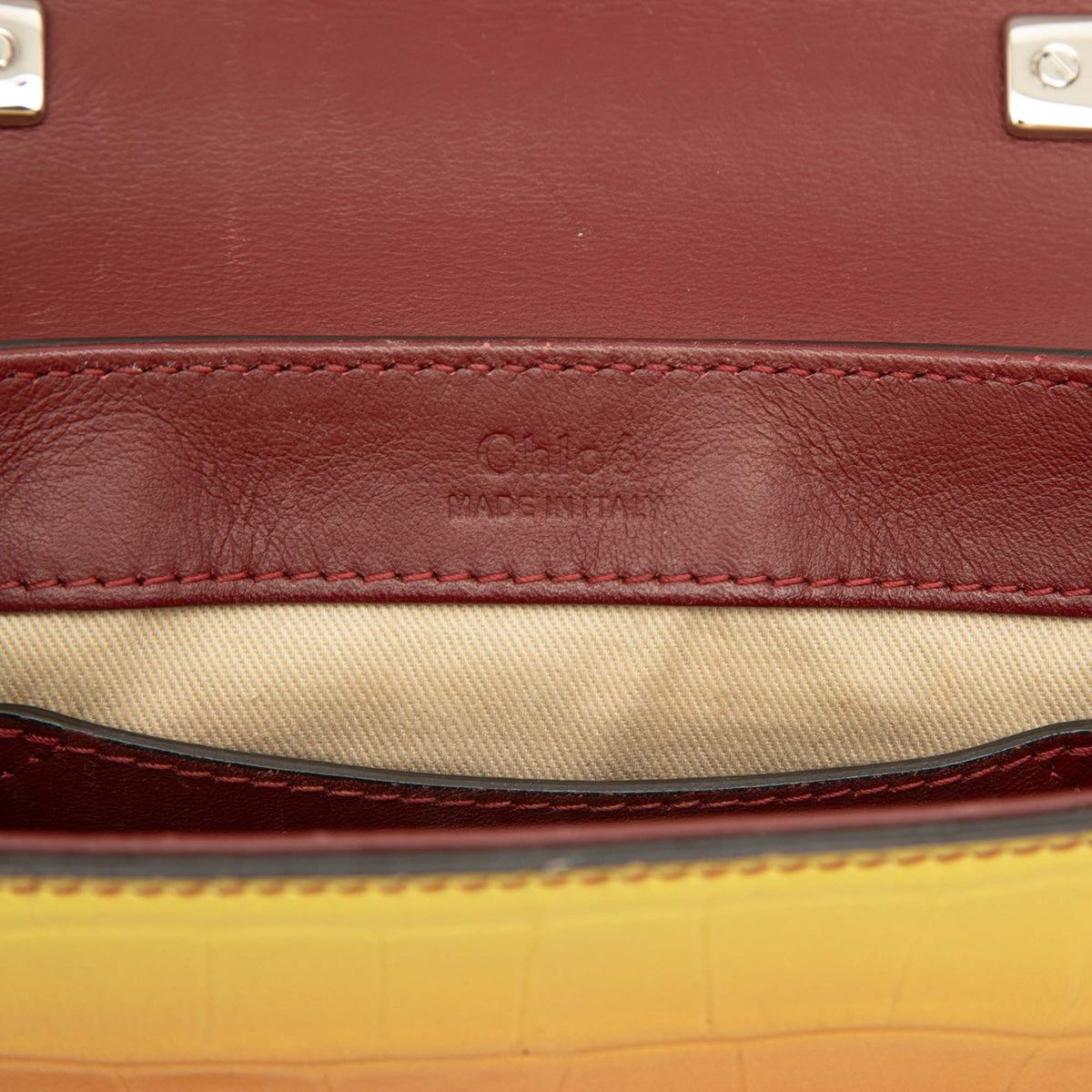 Chloé Mini Ombre Croc Embossed Leather C Satchel — Yellow