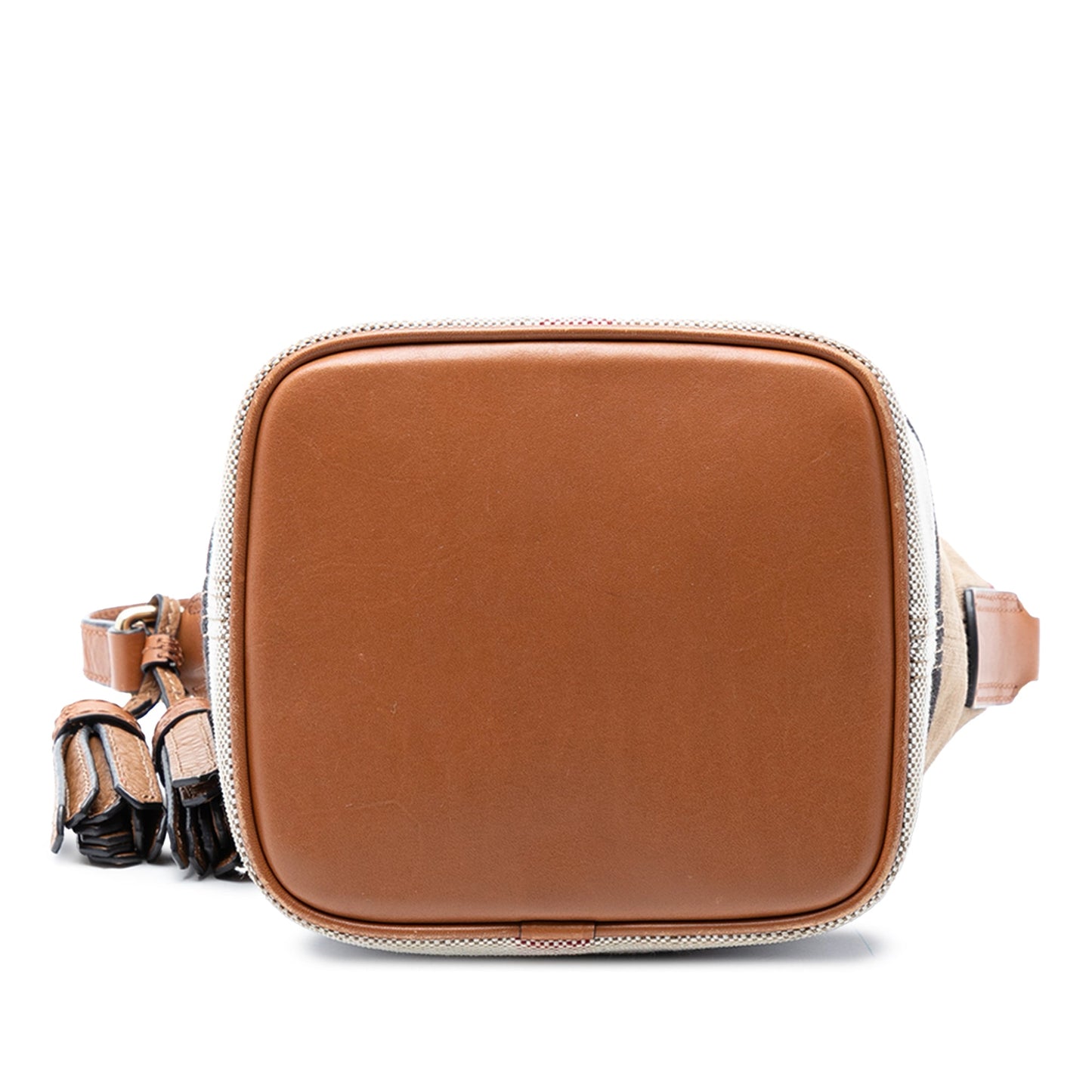 Burberry Mini Mega Check Canvas Ashby Tassel Bucket Bag