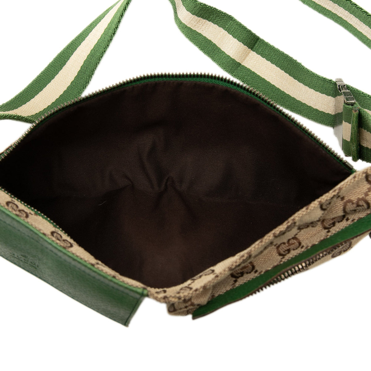 Gucci GG Canvas Web Double Pocket Belt Bag — Green