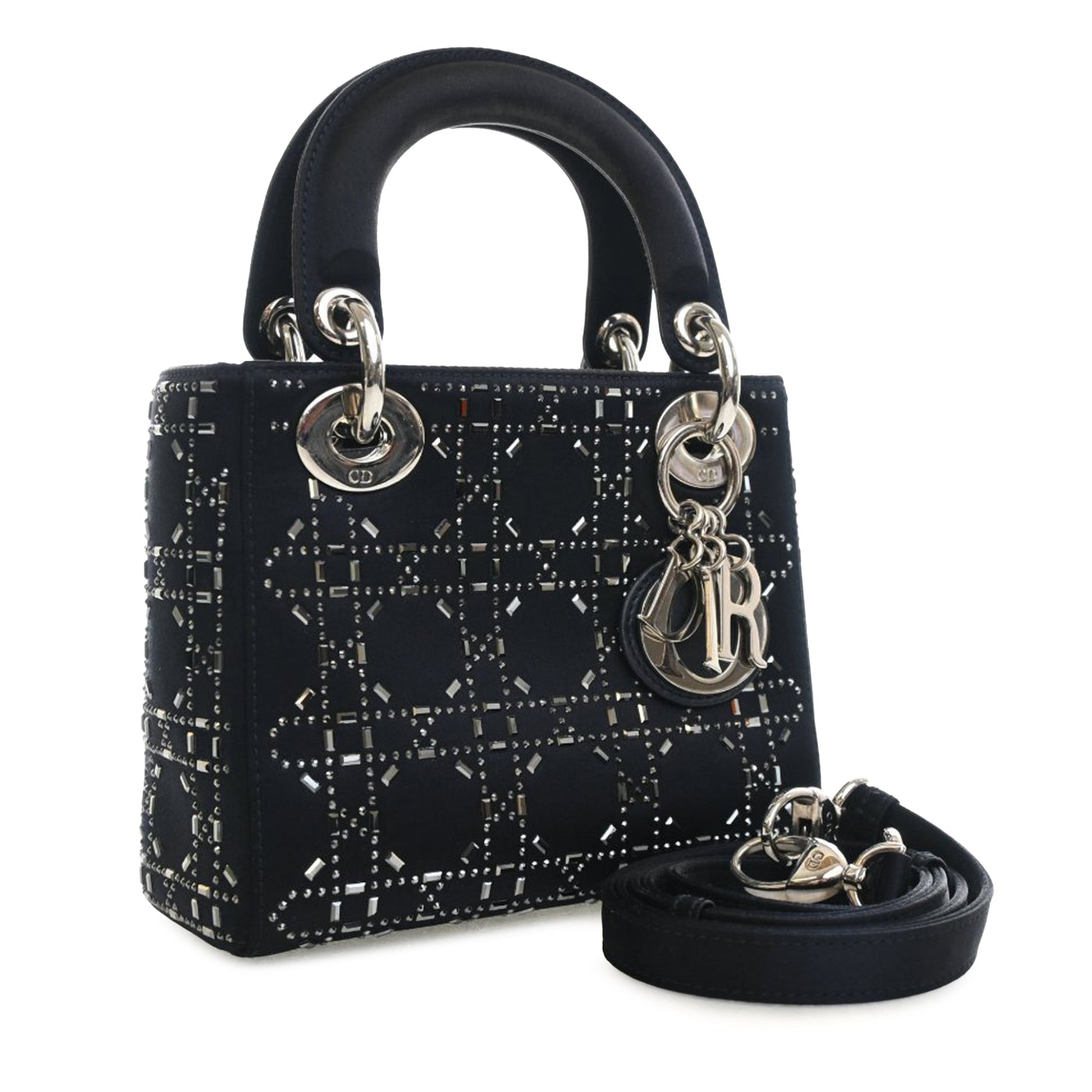 Dior Mini Satin Cannage Strass Crystal Embellished Lady Dior
