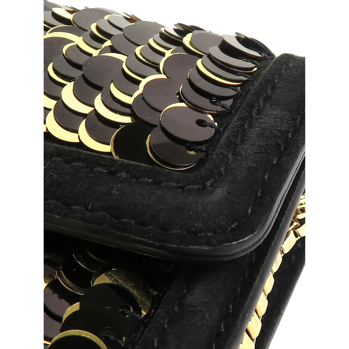 Ferragamo Sequin Embellished Satin Gancini Thalia Shoulder Bag — Black