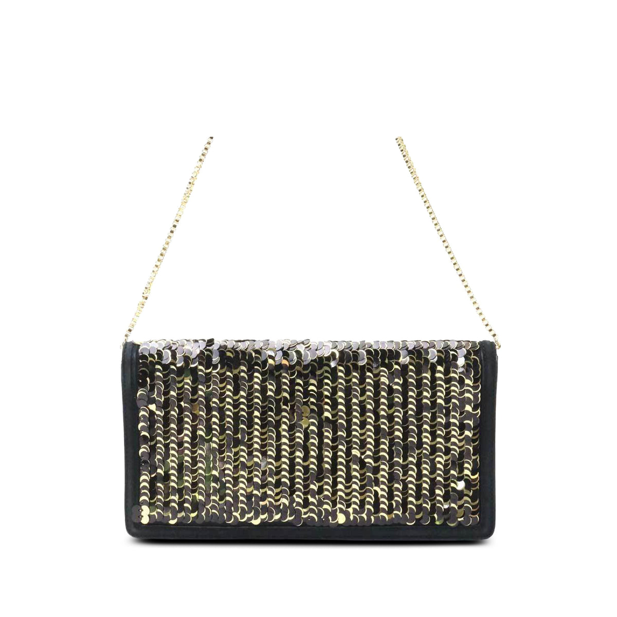 Ferragamo Sequin Embellished Satin Gancini Thalia Shoulder Bag — Black