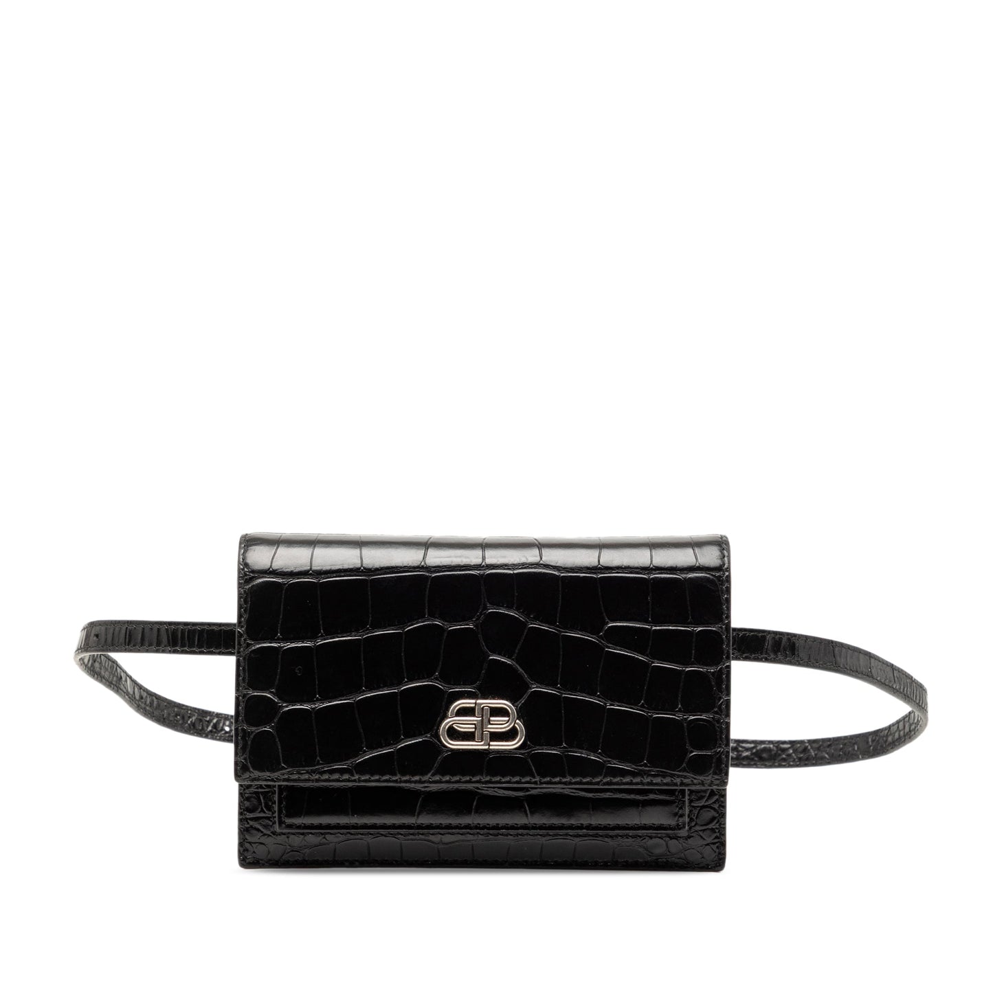 Balenciaga Croc Embossed Leather Sharp Belt Bag XS