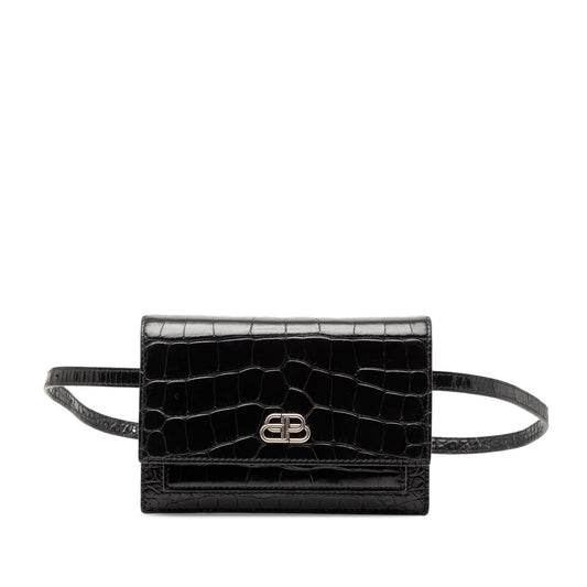 Balenciaga Croc Embossed Leather Sharp Belt Bag XS