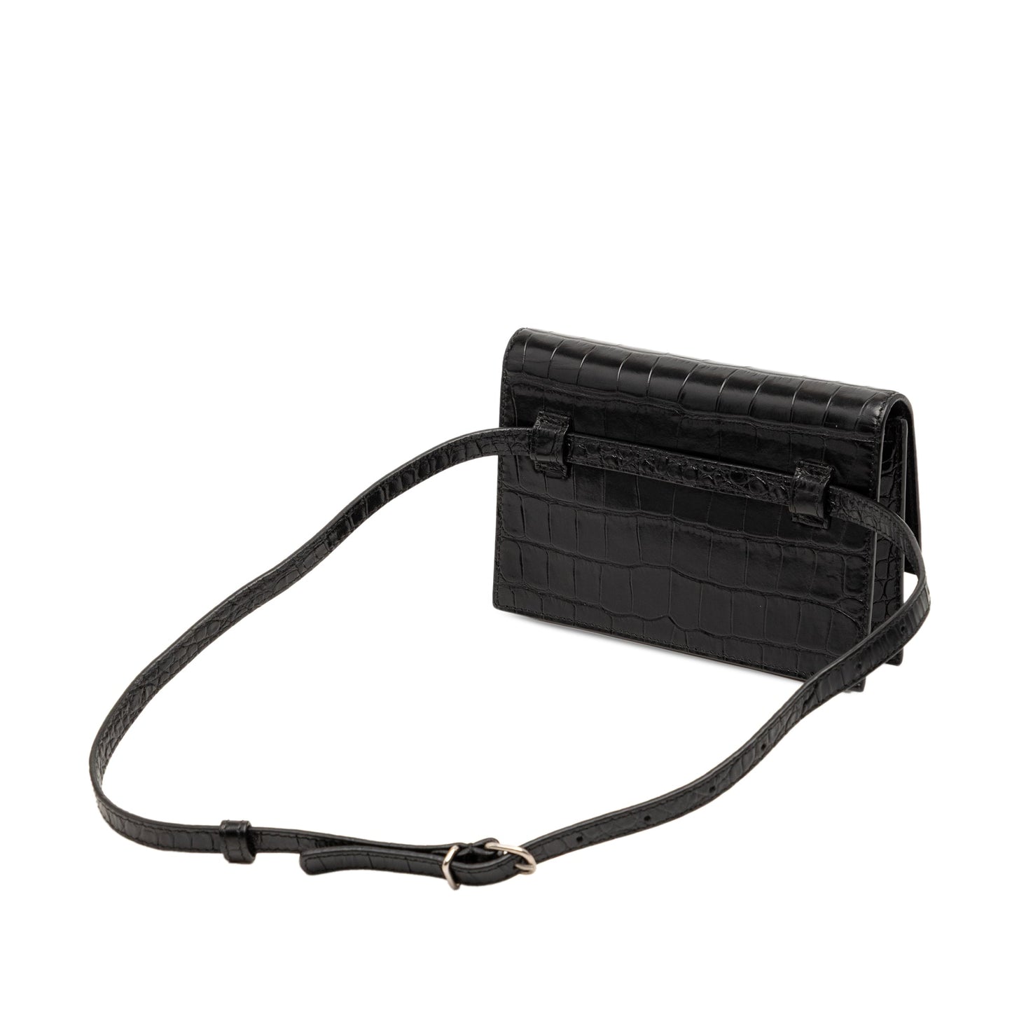 Balenciaga Croc Embossed Leather Sharp Belt Bag XS