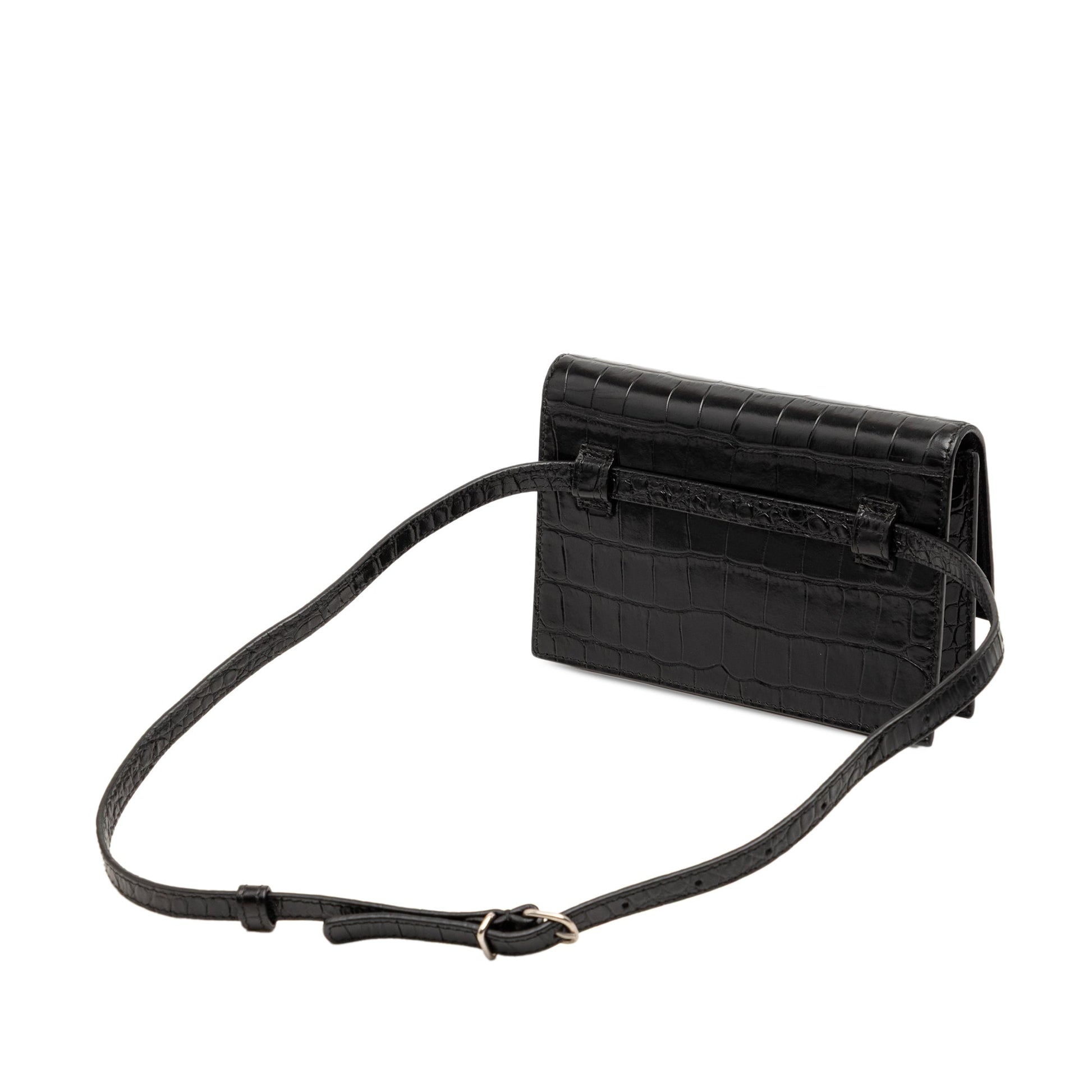 Balenciaga Croc Embossed Leather Sharp Belt Bag XS