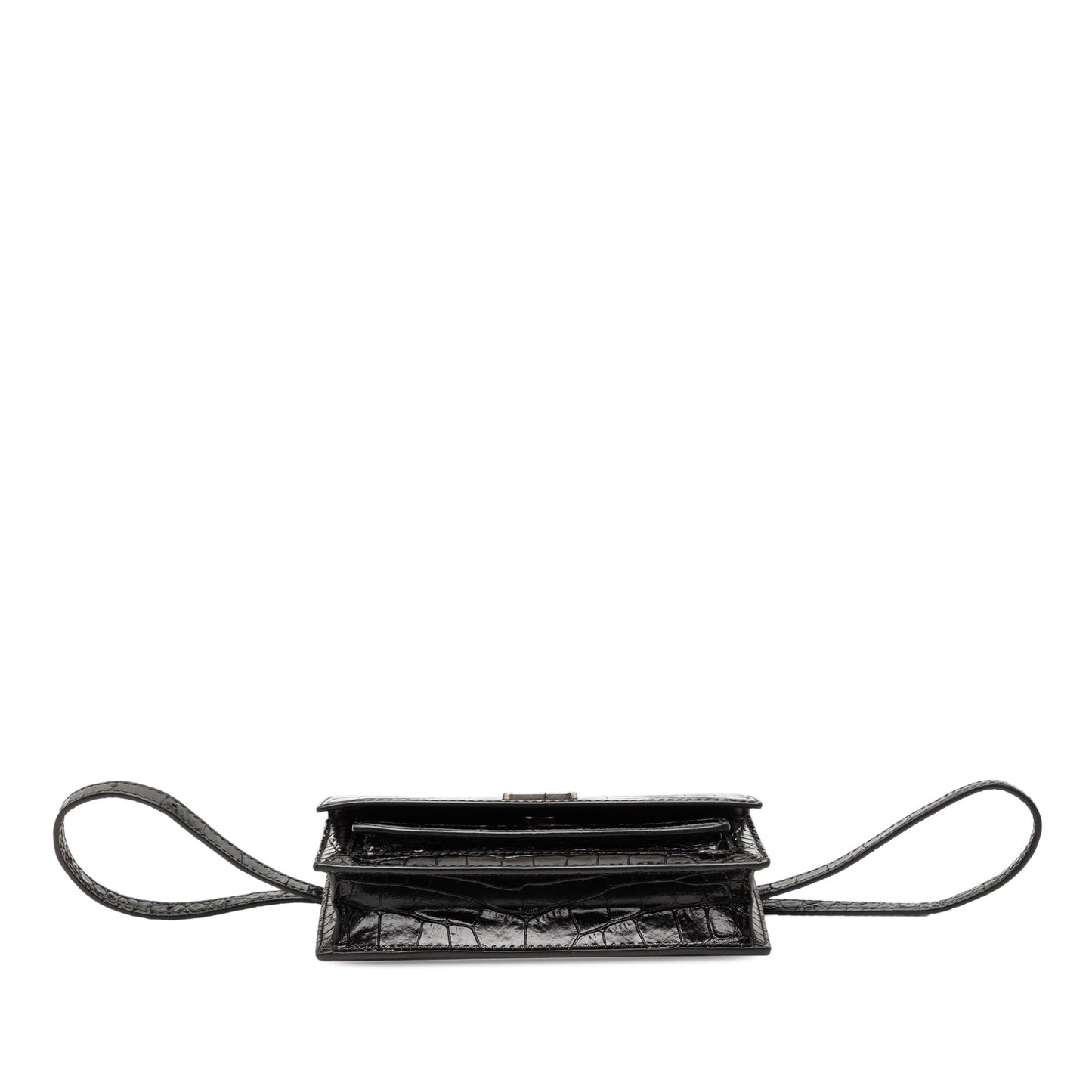 Balenciaga Croc Embossed Leather Sharp Belt Bag XS
