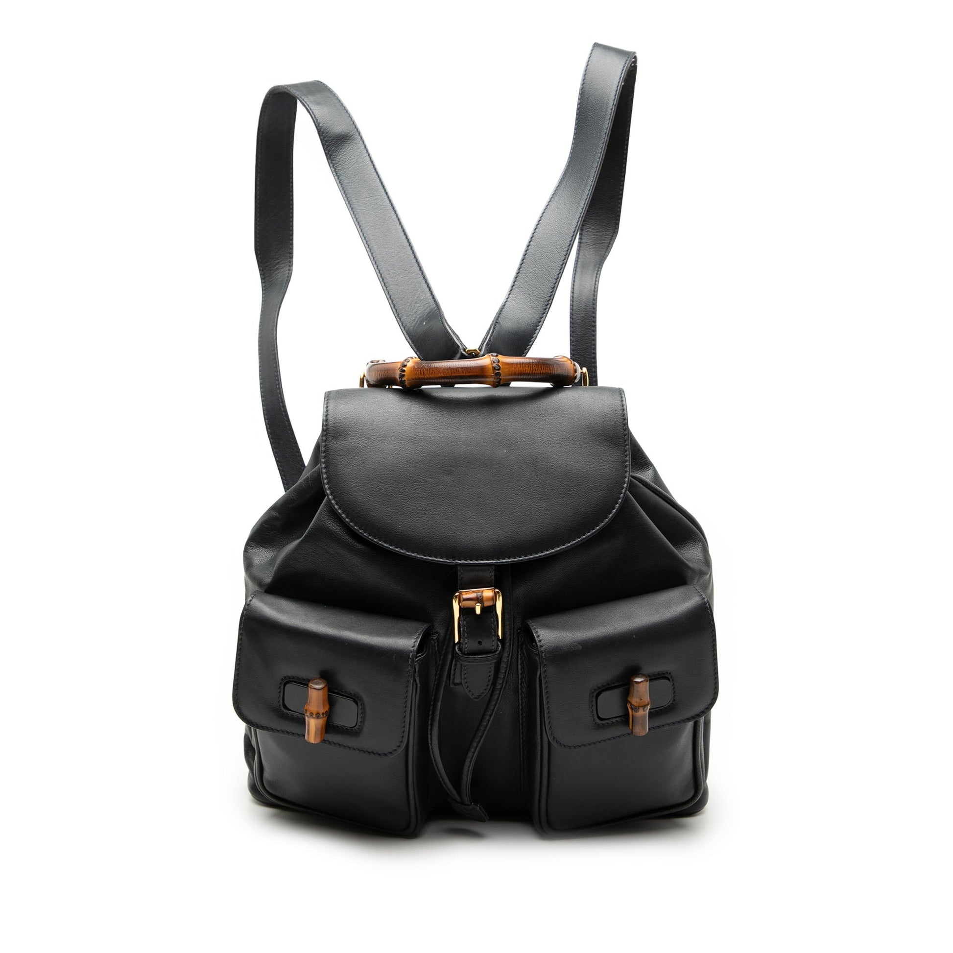 Gucci Calfskin Bamboo Drawstring Backpack