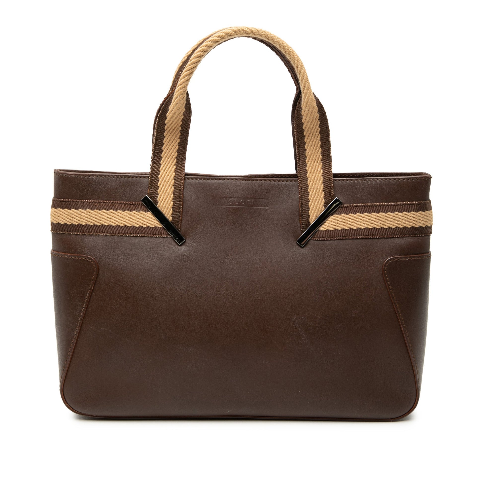 Leather Web Handbag
