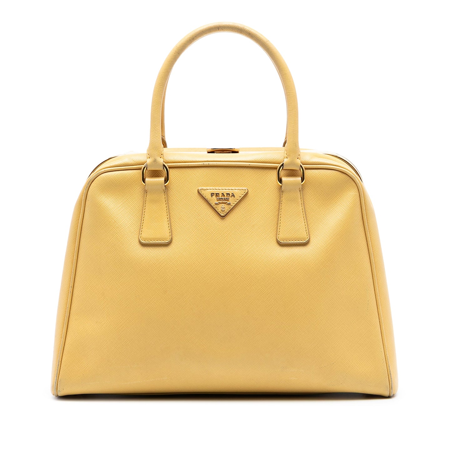 Prada Saffiano Lux Pyramid Frame Satchel