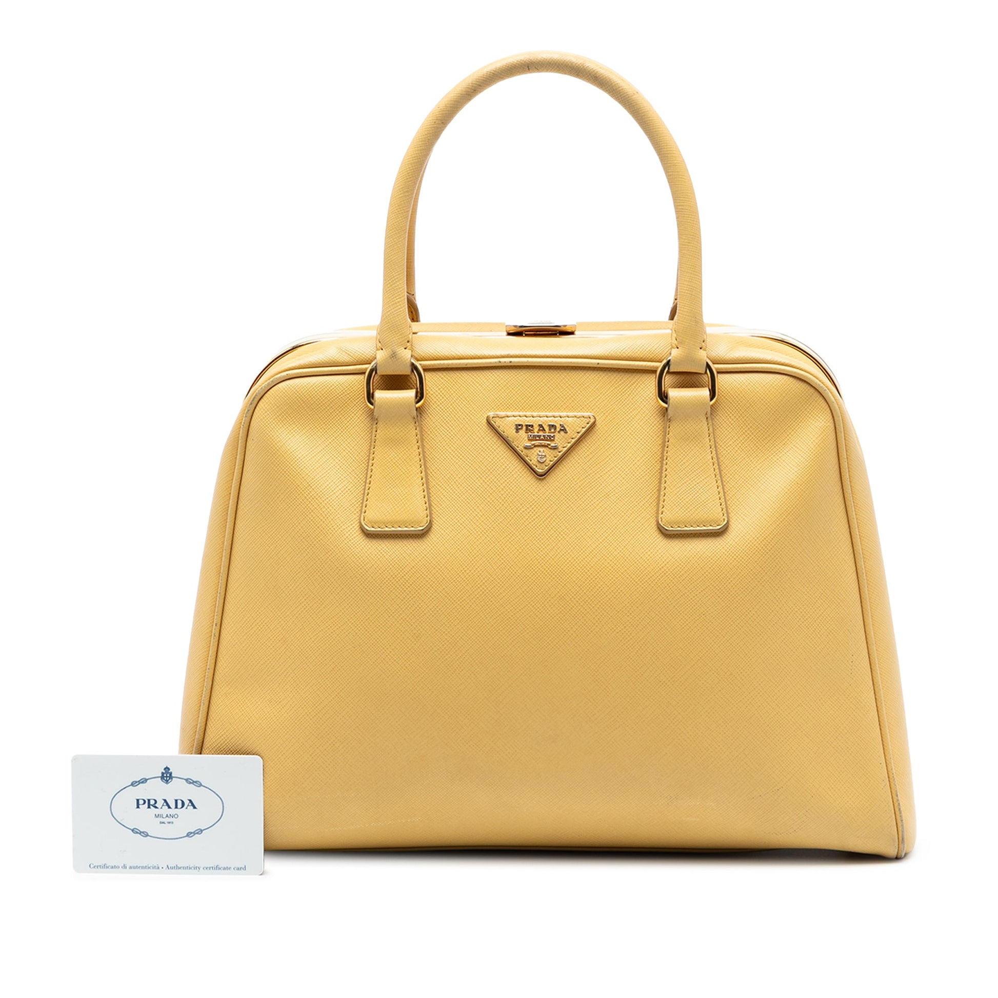 Prada Saffiano Lux Pyramid Frame Satchel