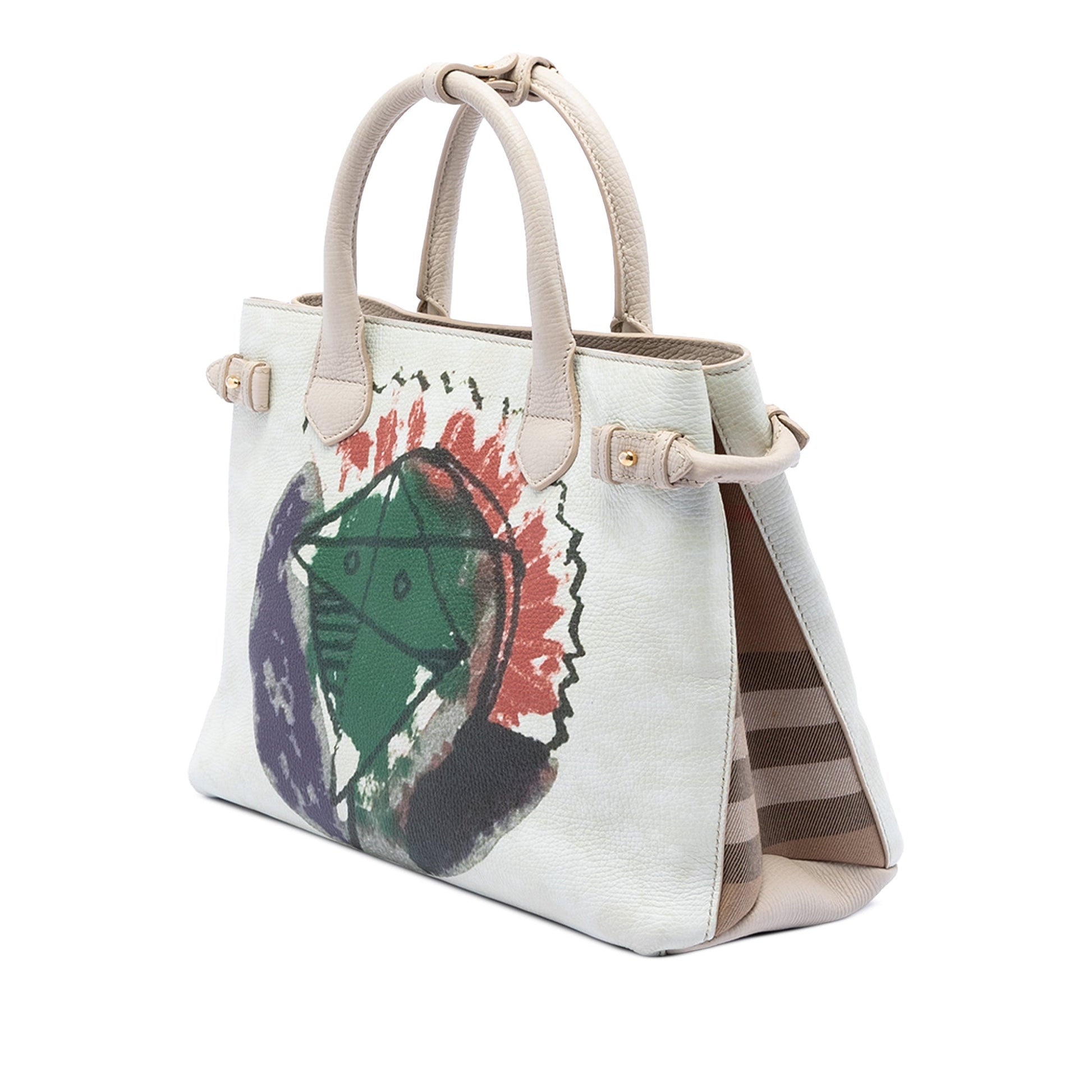 Burberry Medium Leather and House Check Canvas Pallas Head Banner Satchel