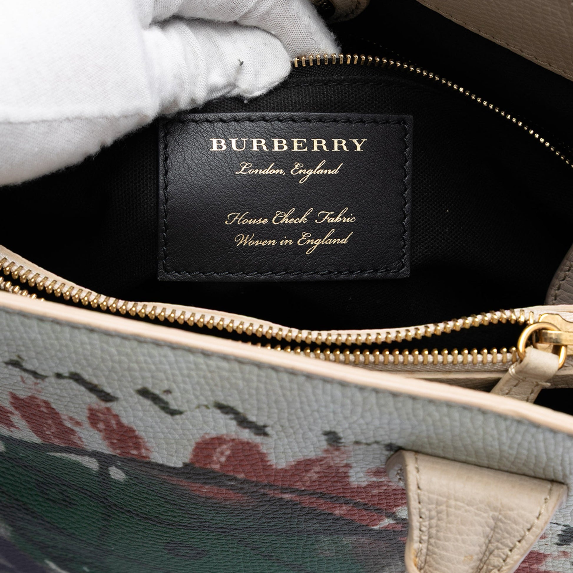 Burberry Medium Leather and House Check Canvas Pallas Head Banner Satchel