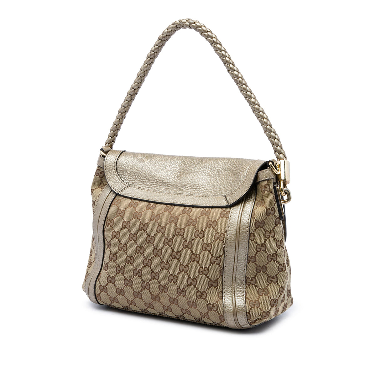 Gucci GG Canvas Bella Flap Satchel — Beige
