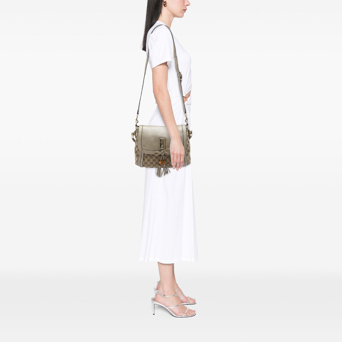 Gucci GG Canvas Bella Flap Satchel — Beige