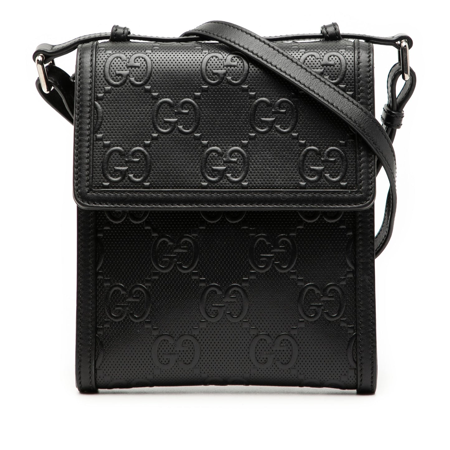 Gucci GG Embossed Leather Flap Crossbody