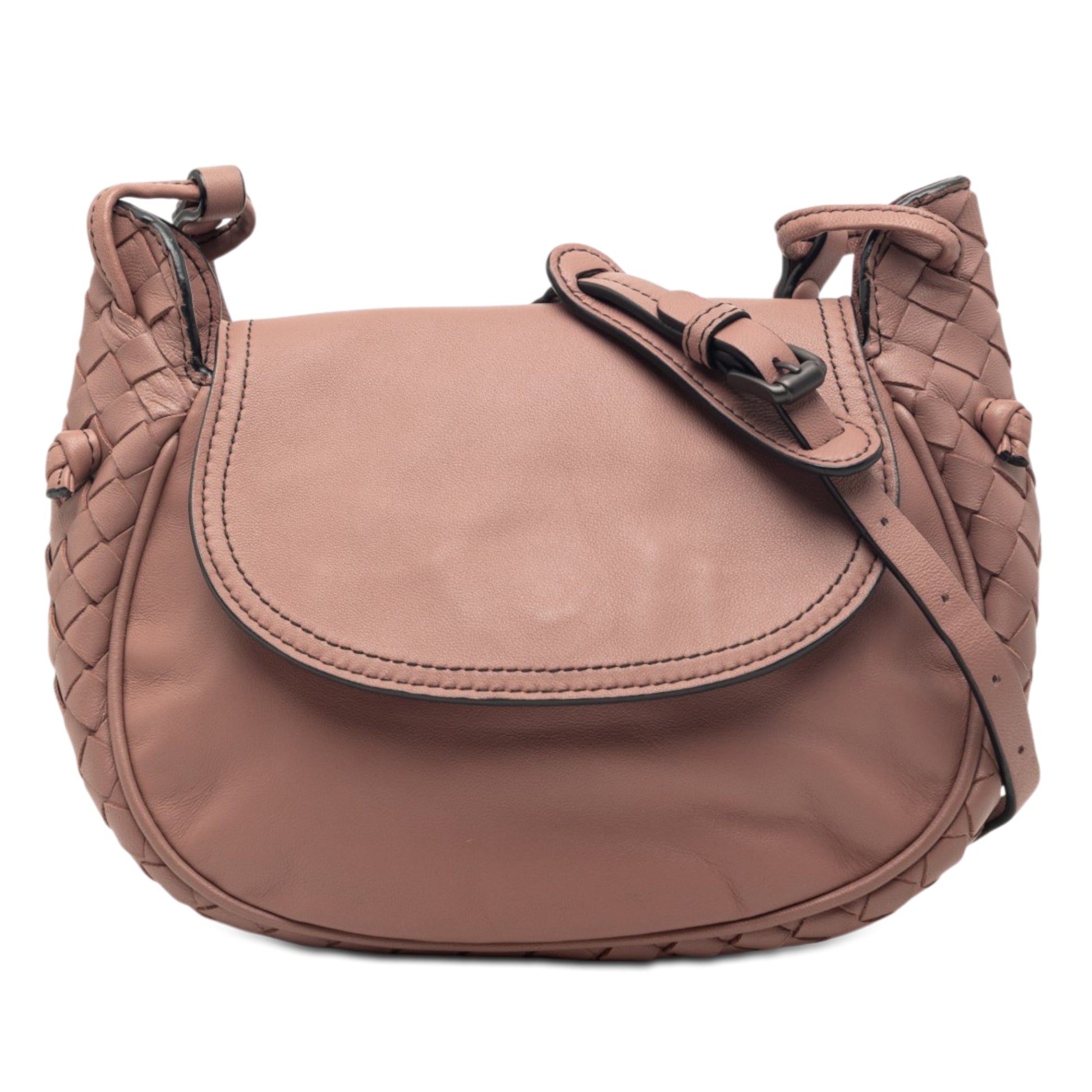 Bottega Veneta Small Intrecciato Trimmed Nappa Nodini Flap