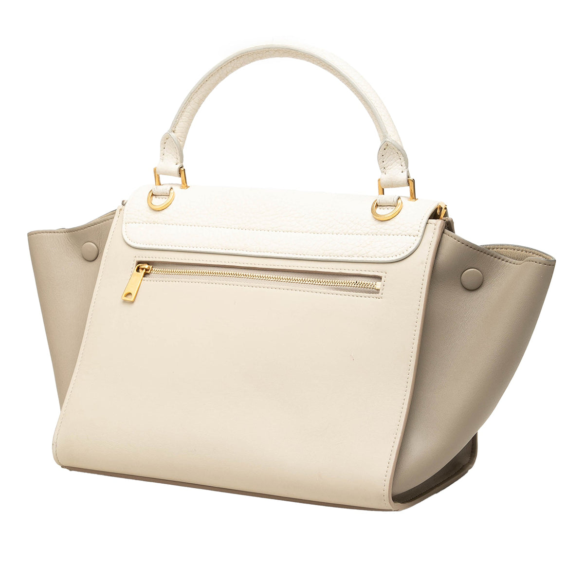 Celine Small Tricolor Calfskin Trapeze Satchel — Brown