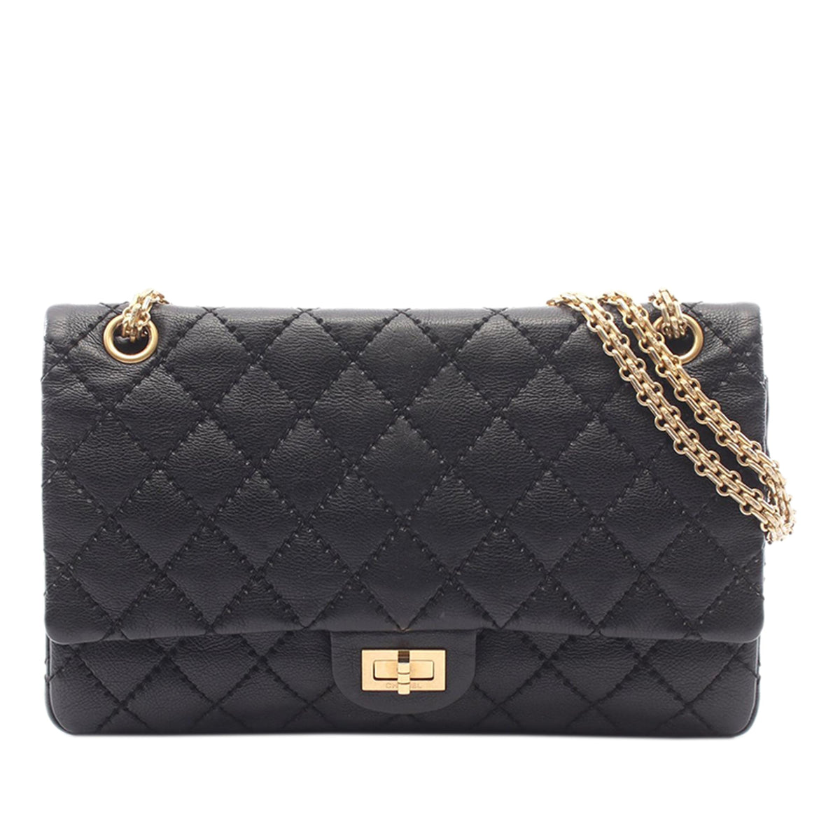 Chanel Quilted Aged Calfskin Reissue 2.55 Double Flap 226 — Black