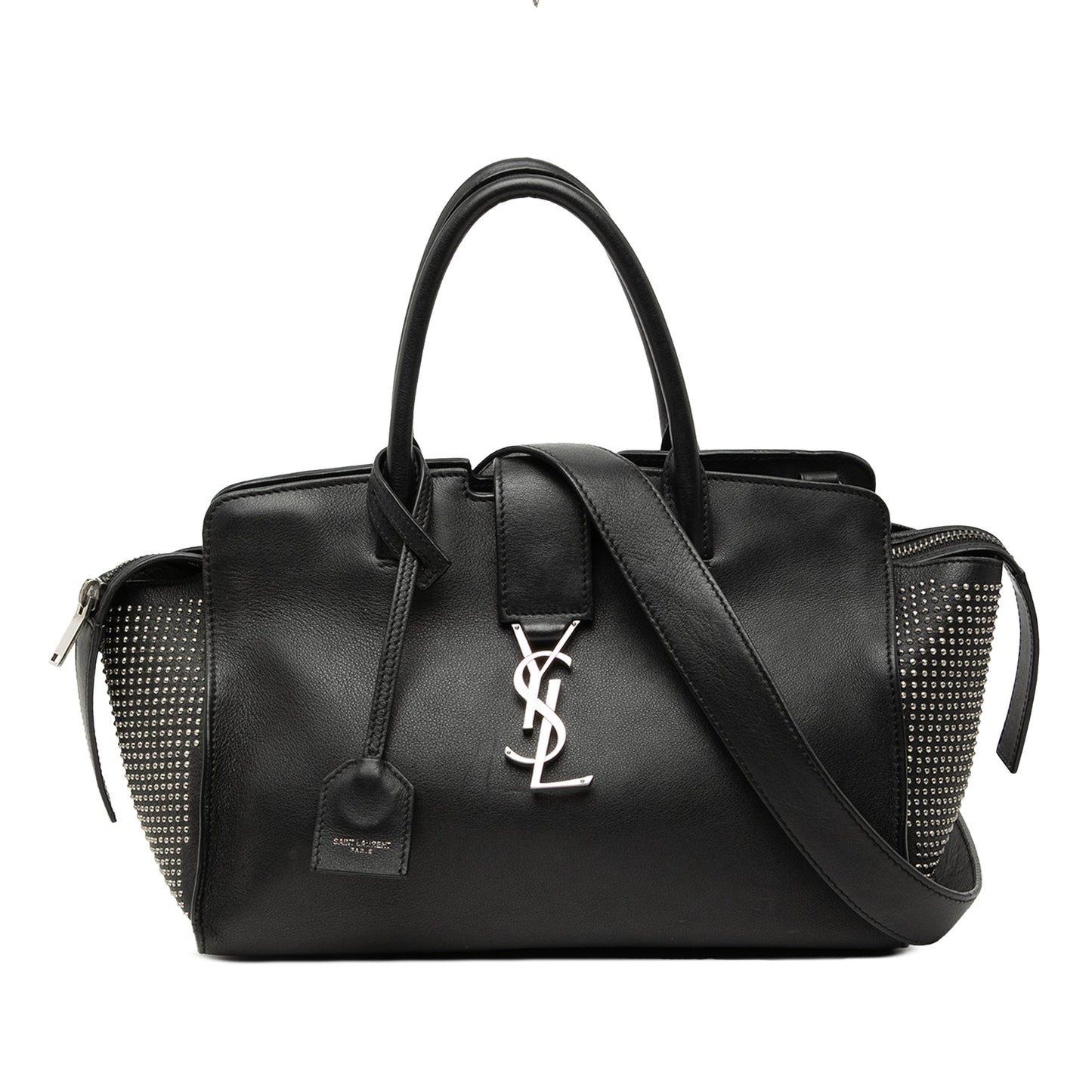 Saint Laurent Baby Studded Leather Monogram Downtown Cabas Satchel