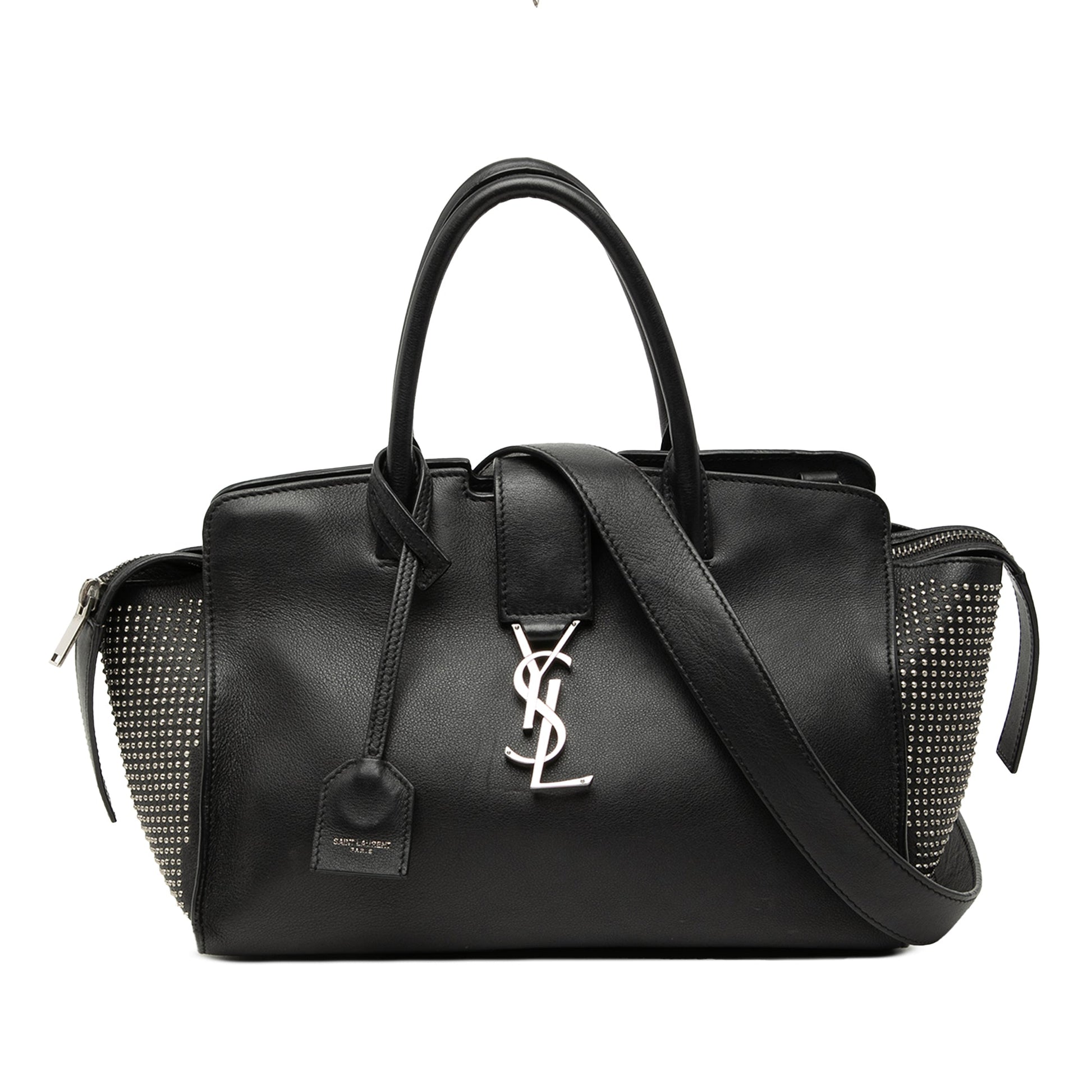 Saint Laurent Baby Studded Leather Monogram Downtown Cabas Satchel