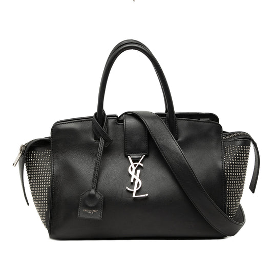 Saint Laurent Baby Studded Leather Monogram Downtown Cabas Satchel