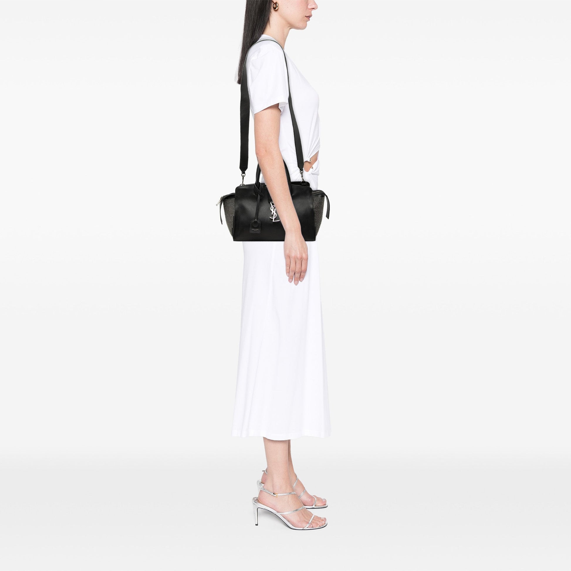 Saint Laurent Baby Studded Leather Monogram Downtown Cabas Satchel