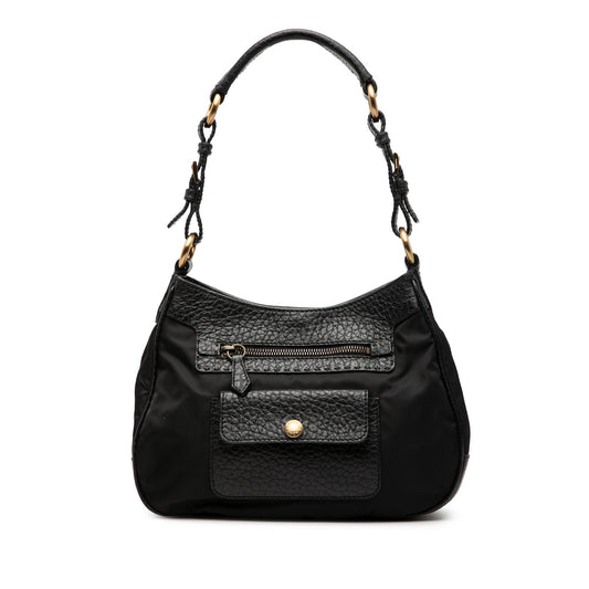 Prada Vitello Daino Trimmed Tessuto Shoulder Bag