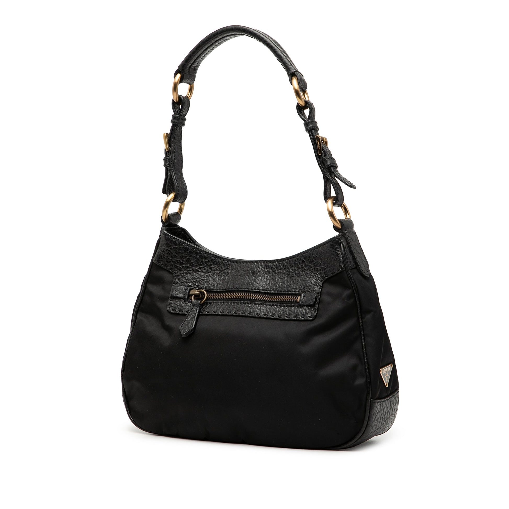 Prada Vitello Daino Trimmed Tessuto Shoulder Bag