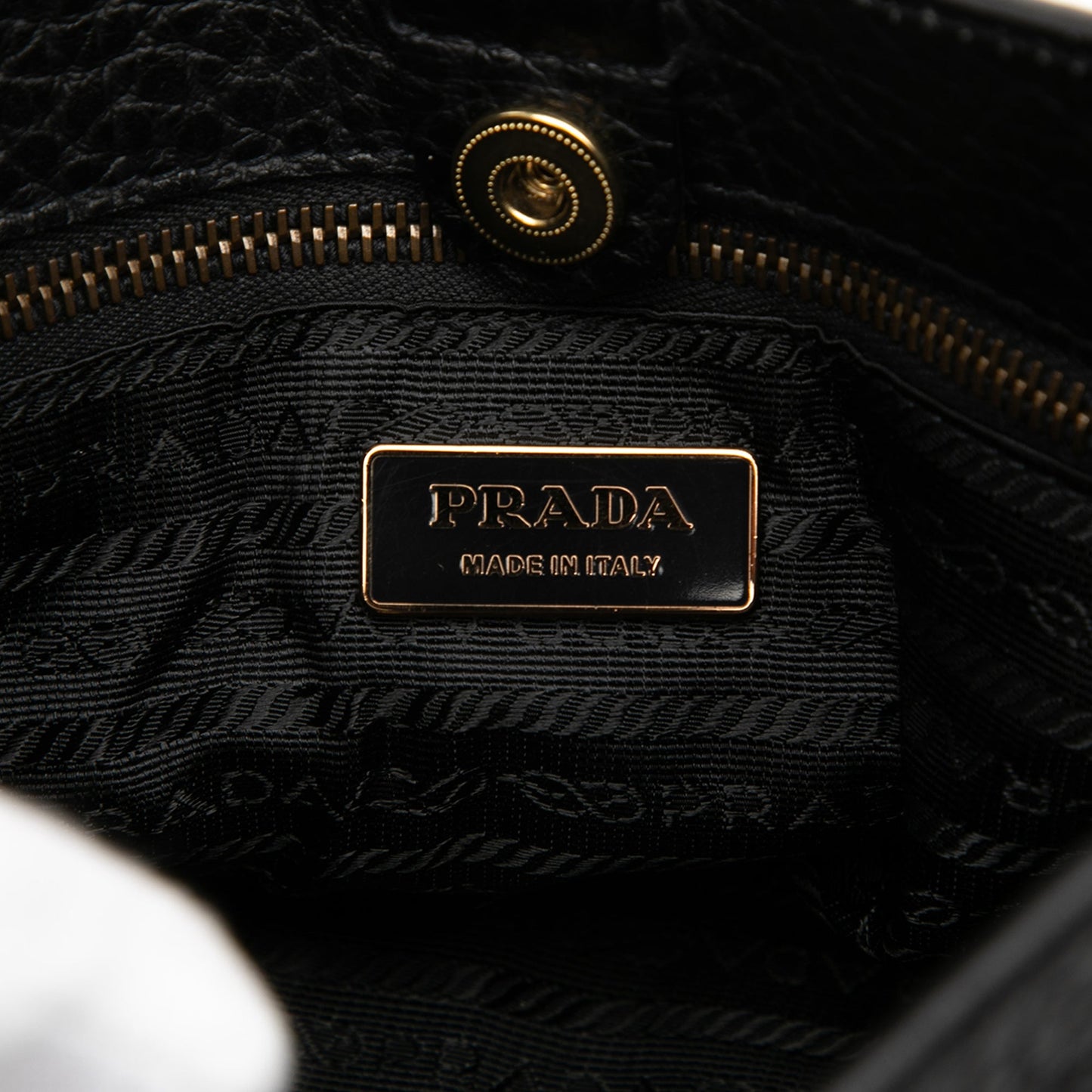 Prada Vitello Daino Trimmed Tessuto Shoulder Bag
