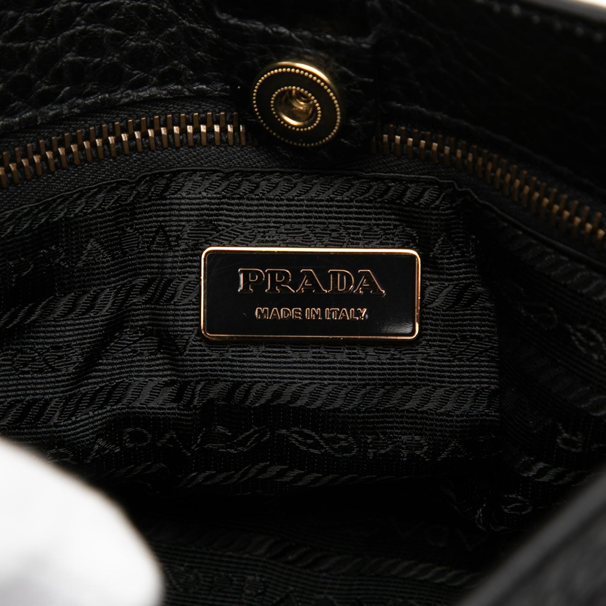Prada Vitello Daino Trimmed Tessuto Shoulder Bag