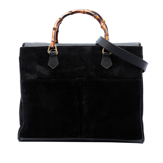 Gucci Suede Bamboo Satchel