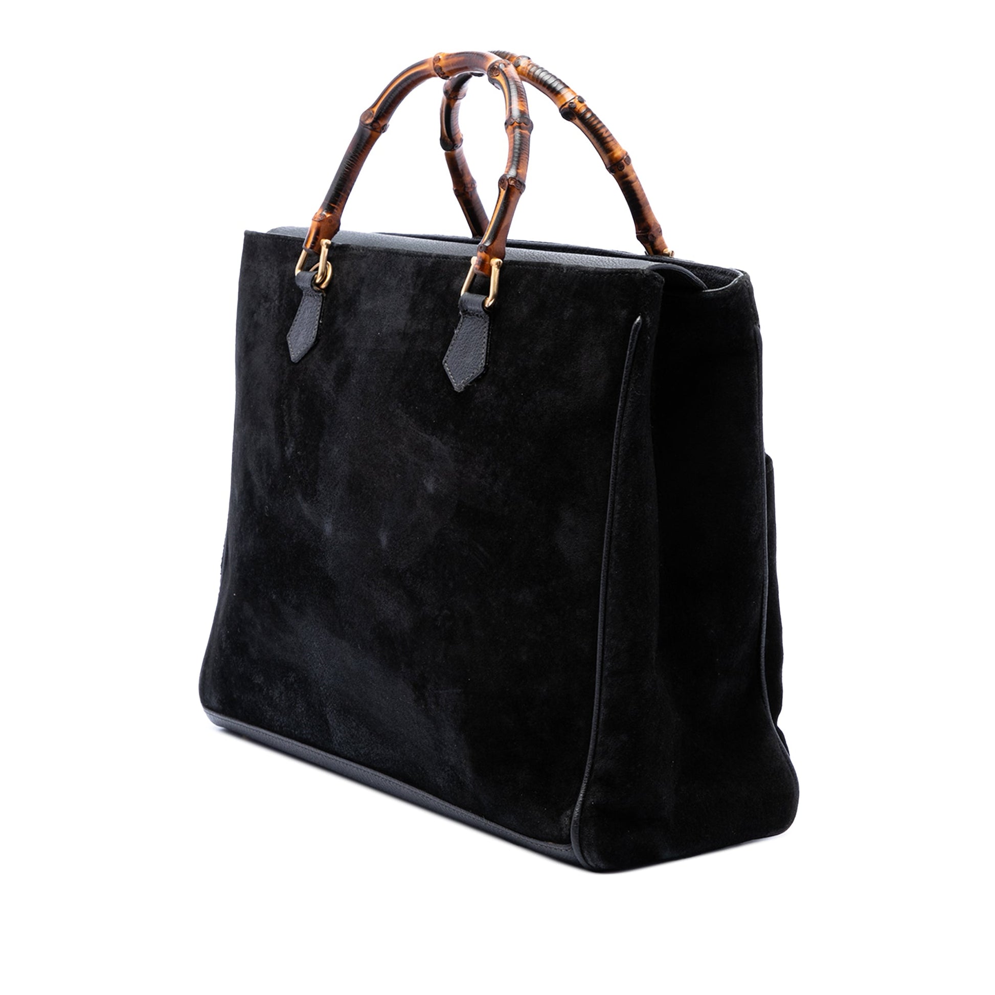 Gucci Suede Bamboo Satchel