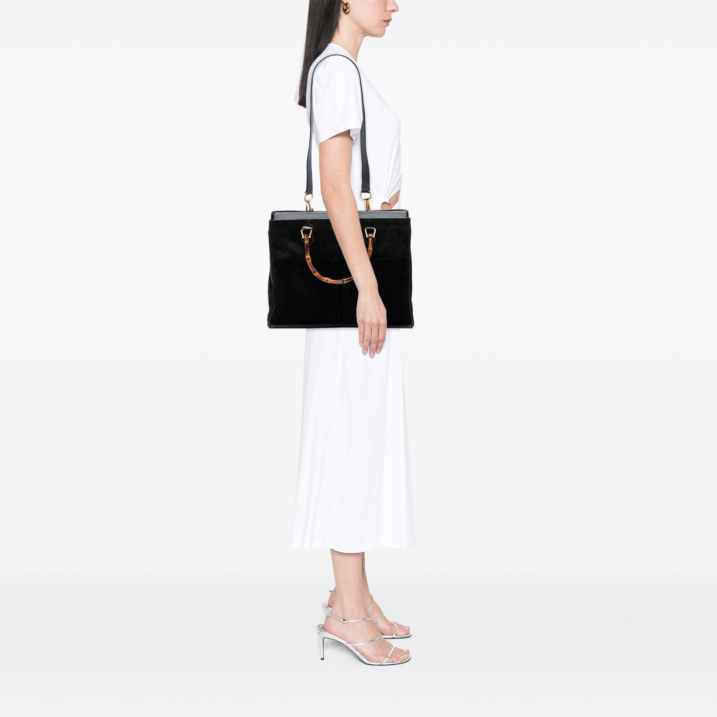 Gucci Suede Bamboo Satchel