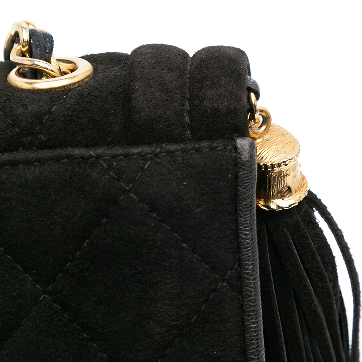 Chanel Quilted Suede Tassel Flap