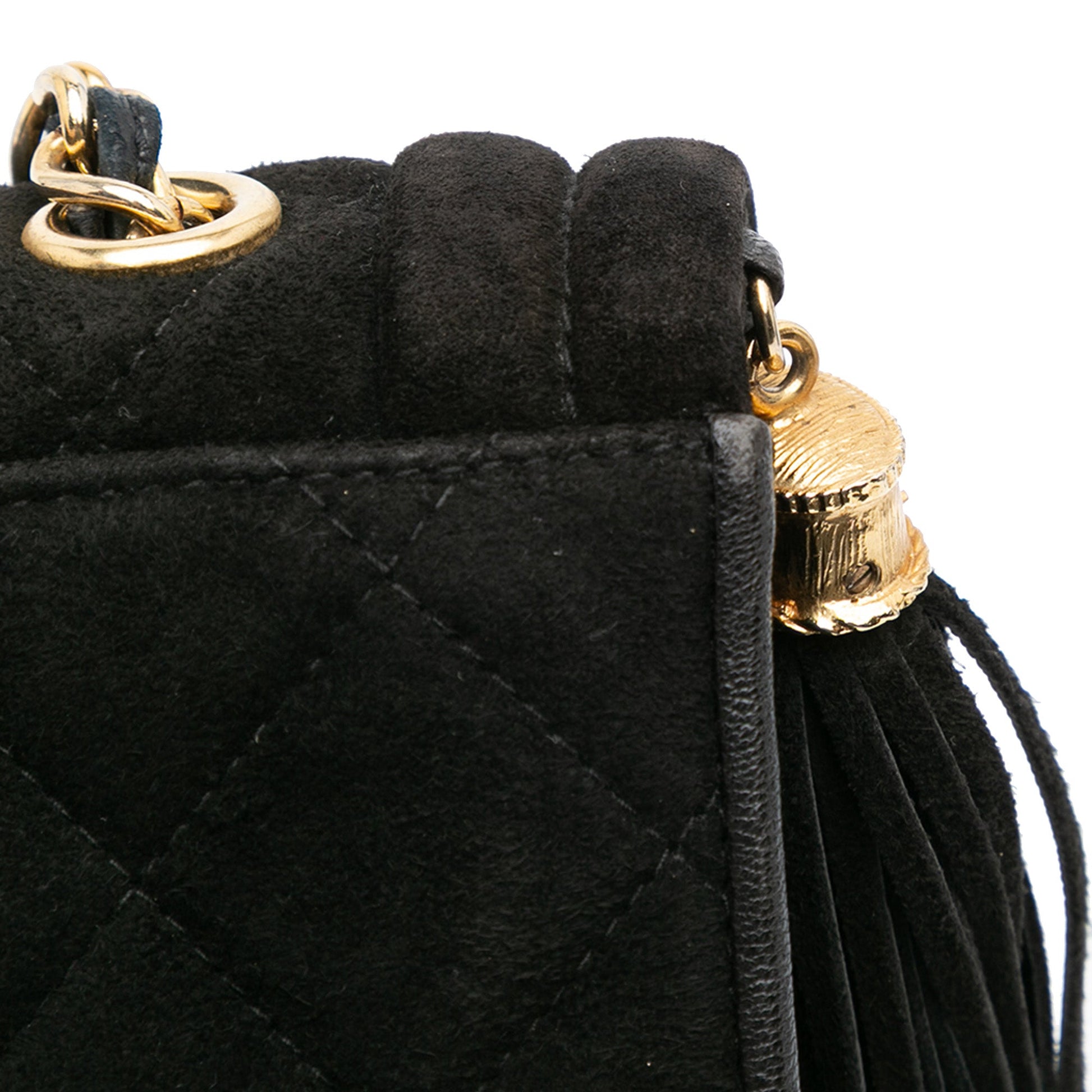 Chanel Quilted Suede Tassel Flap