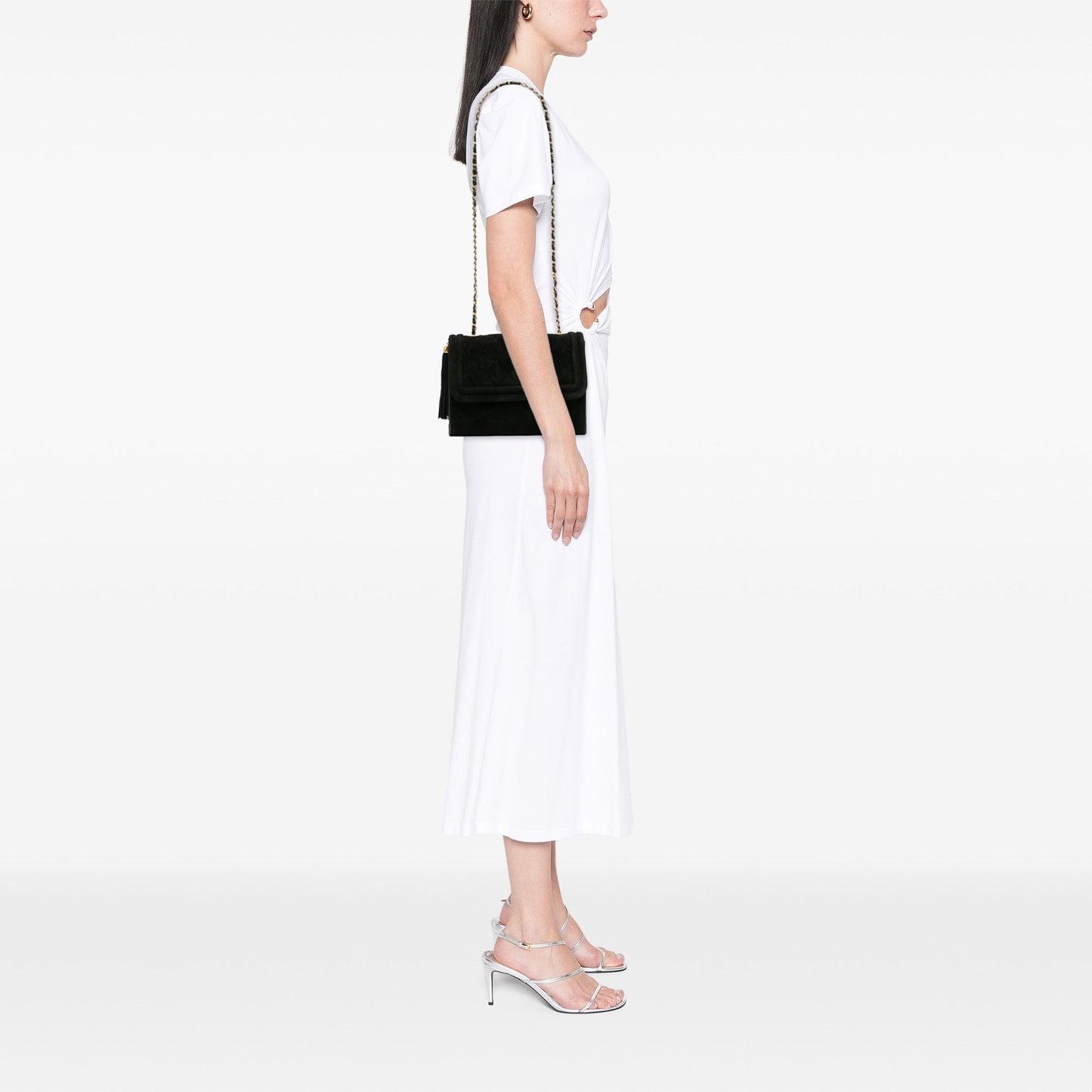 Chanel Quilted Suede Tassel Flap